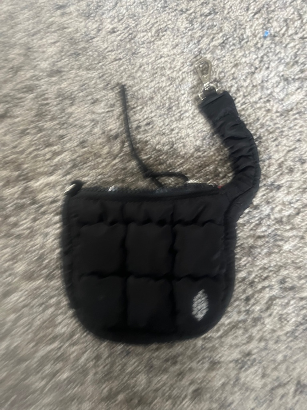 Free people Quilted Black Puffer Keychain Pouch